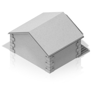 Clip-art of a stone bank building from the back.