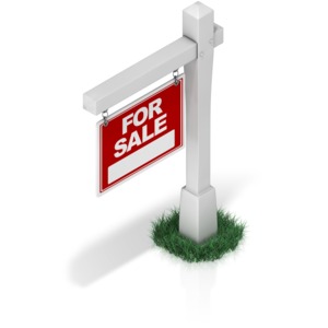An angled view of a real estate sign.