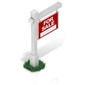 An angled view of a real estate sign.