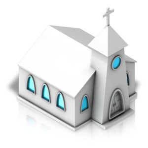 An image of a church at an isometric angle.