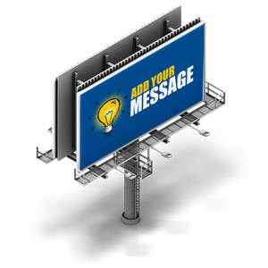 This clip art image shows a billboard at an isometric angle view.  You can customize the billboard with your own text and images using the online customizer.