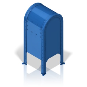 A clip-art of a standard U.S. mailbox as seen from the back.