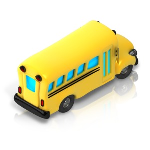 An image of a bus in a back isometric view.
