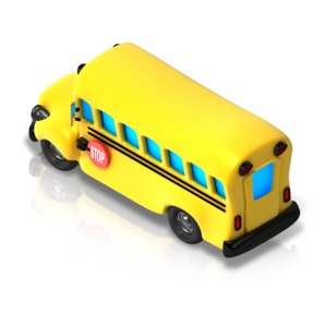 An image of a bus in a back isometric view.
