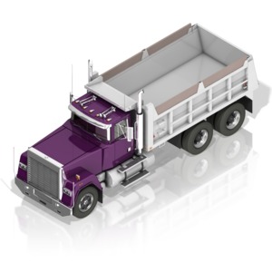 An angled view of a dump truck.