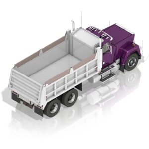 An angled view of the back of a dump truck.