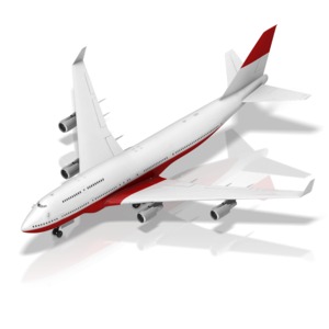 This clip art image shows a front facing airplane on the ground at an isometric view.