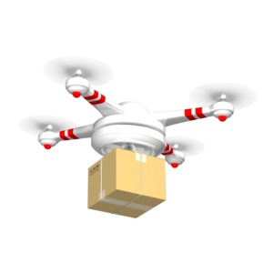 An image of a drone carrying a package.