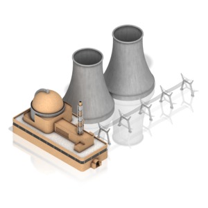 A nuclear power facility with two silos.