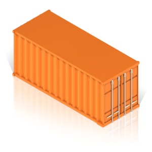A single closed cargo or freight container.