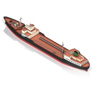 A large tanker ship viewed from behind.