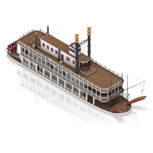 An old-fashion paddle steamer.