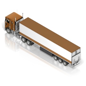 Back view of a semi truck and trailer.