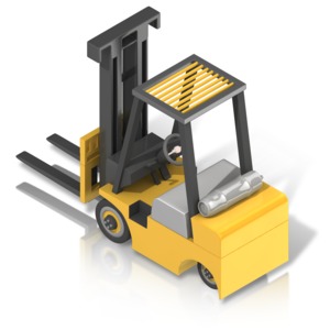 An image of a back of a forklift in an isometric view.