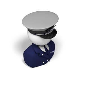 An isometric view of an 3D icon bust of a Naval captain.