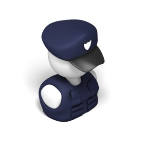 An isometric view of an icon bust of police officer. 