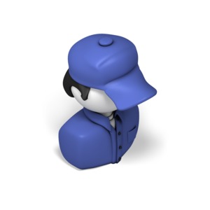 A 3d isometric view of a service technician or repair person with a hat.