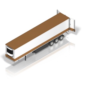 This clip art image shows a semi trailer parked at an isometric view.