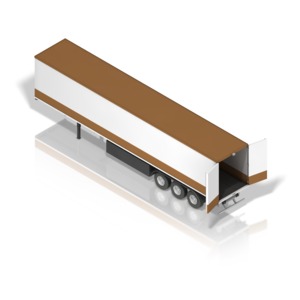 This clip art image shows a semi trailer parked at an isometric view. 
