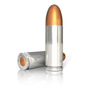 An image of a two handgun bullets.
