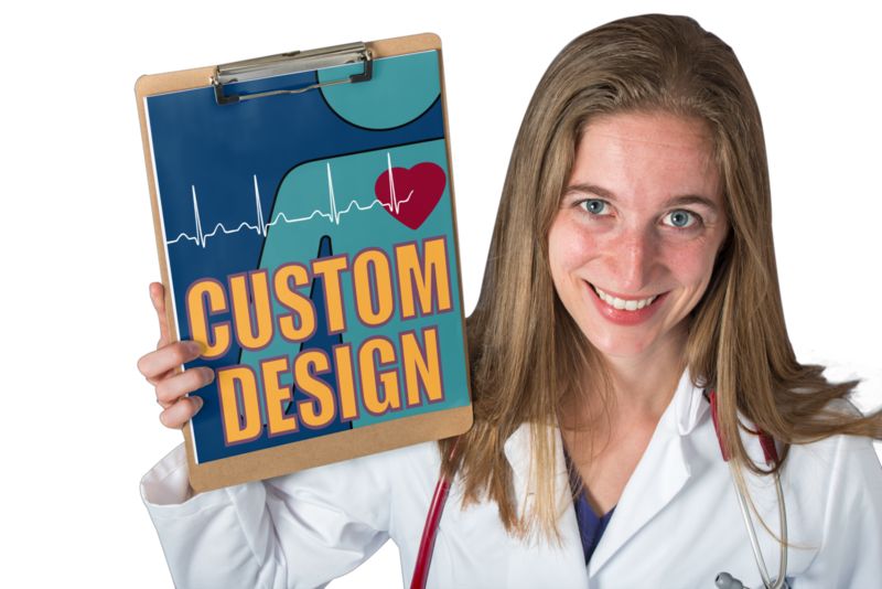 This Presentation Clipart shows a preview of Medical Worker Holding Clipboard Custom