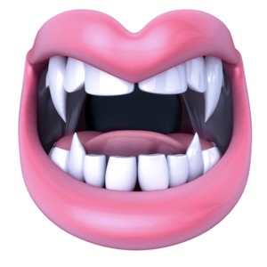 An image of a set of vampire type teeth.
