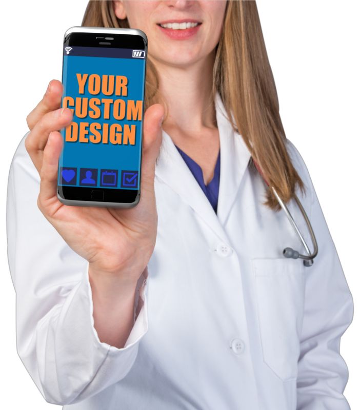 This Presentation Clipart shows a preview of Medical Worker Holding Smartphone