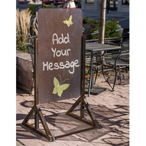 Put your custom design on the rustic metal sign.