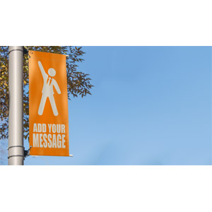 Put your custom design on this outdoor banner on a pole.