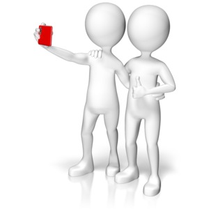 An image of a stick figure with a buddy taking a selfie together.