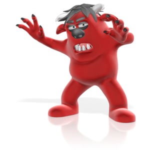 A red monster bears its claws.