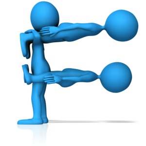 This clip art image shows three figures working together to form the letter F.