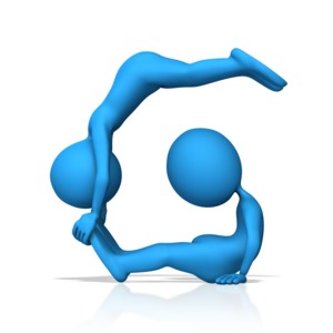 This clip art image shows two figures working together to form the letter G.