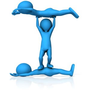 This clip art image shows three figures working together to form the letter I.