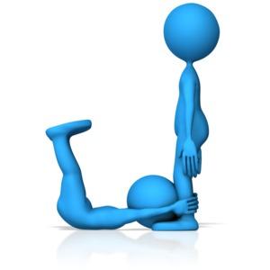 This clip art image shows two figures working together to form the letter J.