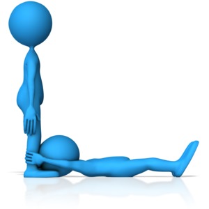 This clip art image shows two figures working together to form the letter L.