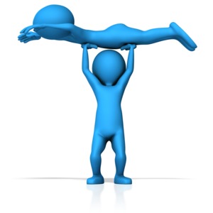 This clip art image shows two figures working together to form the letter A.  