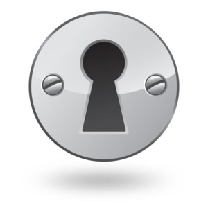 An image of a circular plate with a keyhole.