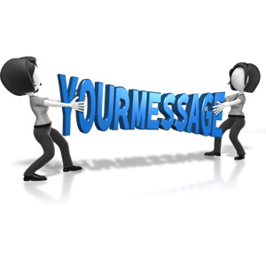 Two businesswoman figures having a tug of war fight over a word.  You can customize the word to your own or download as is in the quick downloads section on the right side.