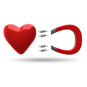 An image of a heart being pulled to a magnet.