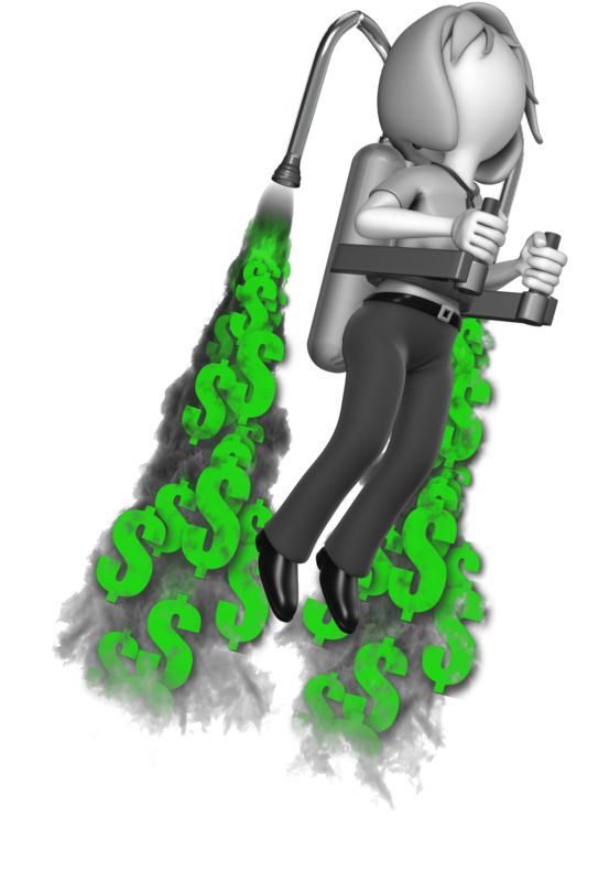 This Presentation Clipart shows a preview of Businesswoman Custom Jetpack Exhaust