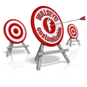 This custom design clip art image shows a target out from with an arrow in the dead center.  You can customize this target by adding your own text and also adding your own logo to the middle.