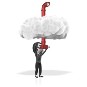A business woman uses a periscope to look over a cloud. This clip-art can represent someone with good oversight or planning.