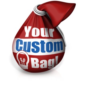 This custom design clip art image shows a tied bag.  You can customize this by adding your own text and images using its online customer.  &lt;br&gt;&lt;br&gt; This image could display idioms such as: bag of tricks and in the bag.
