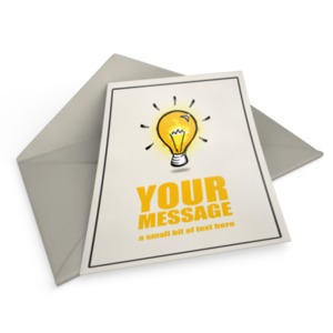 A card sit upon an open envelope. The message on the card can be customized using our on-line tools.