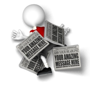 A paperboy is sprawled on the ground covered by newspapers. You can chage the headlines and text on the newspapers by using our on-line tools.