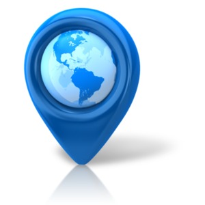 An image pin marker with the earth centered.