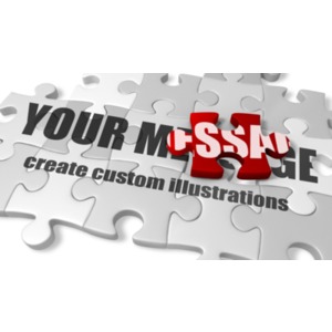 A set of almost completed puzzle pieces with one piece highlighted. You can customize the message on these pieces by using our on-line tools.