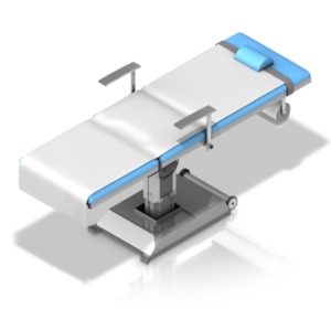 This clip art image shows a medial operating table at an isometric angle of view.