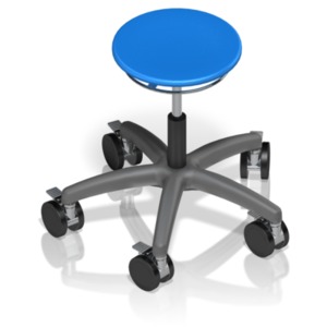 A rolling adjustable stool common in doctor&#039;s offices.